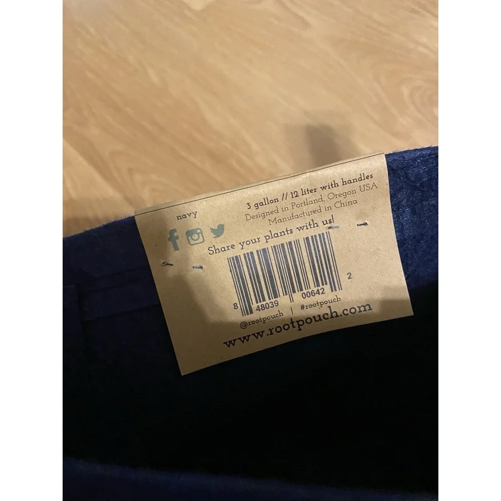 Root Pouch Grow Bag 3 Gallon Fabric Planting Container Navy Blue With‎ Handles
